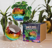 Large Disco Rainbow Mirror Ball Planter & Plant Set