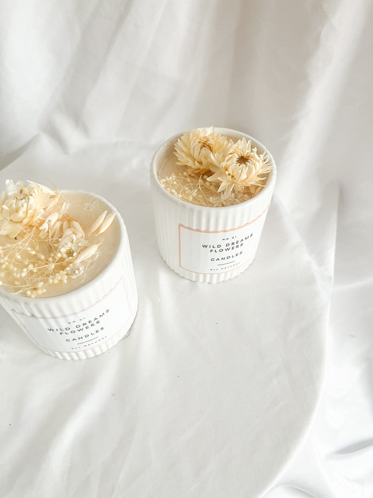 Dried Flower Candles - Toasted Marshmallow