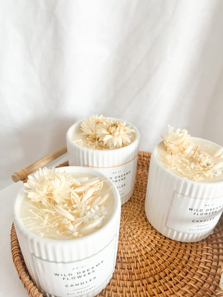 Dried Flower Candles - Toasted Marshmallow