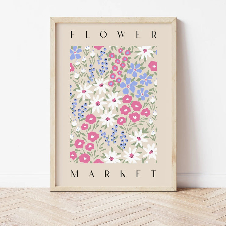 Flower Market Wall Print In Purple