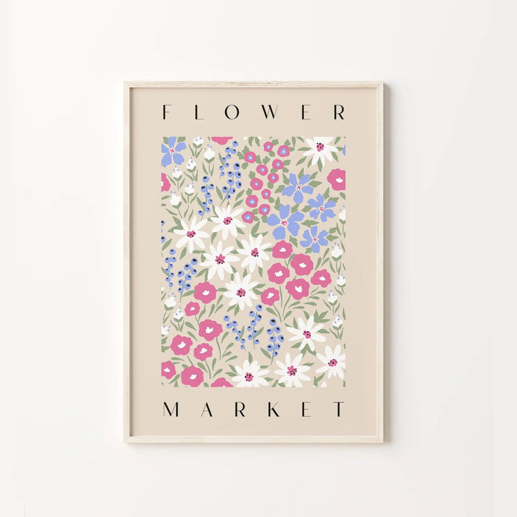 Flower Market Wall Print In Purple