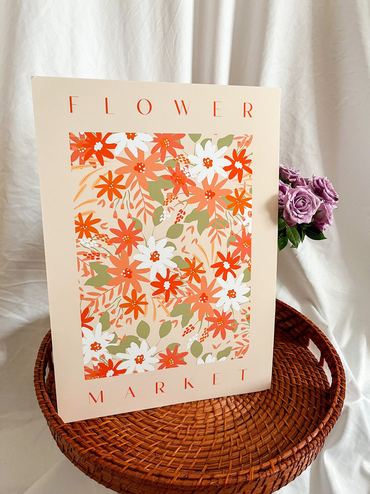 Orange Flower Market Print