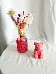 Bear Candle & Dried Flowers Vase Set