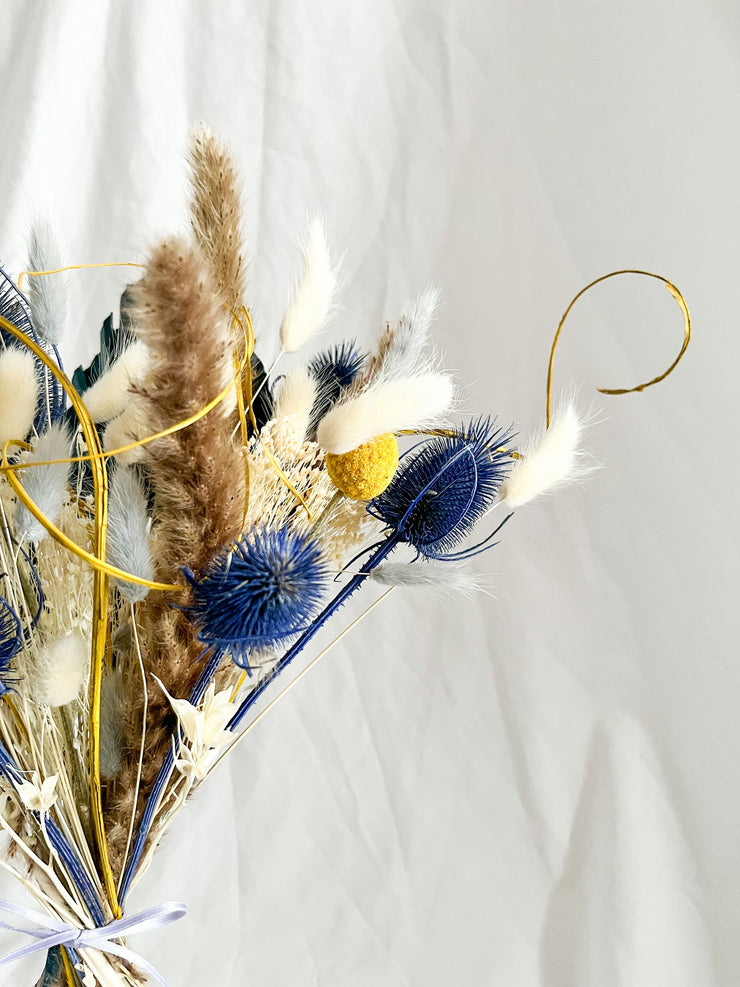 Navy and Yellow Dried Flower Bouquet