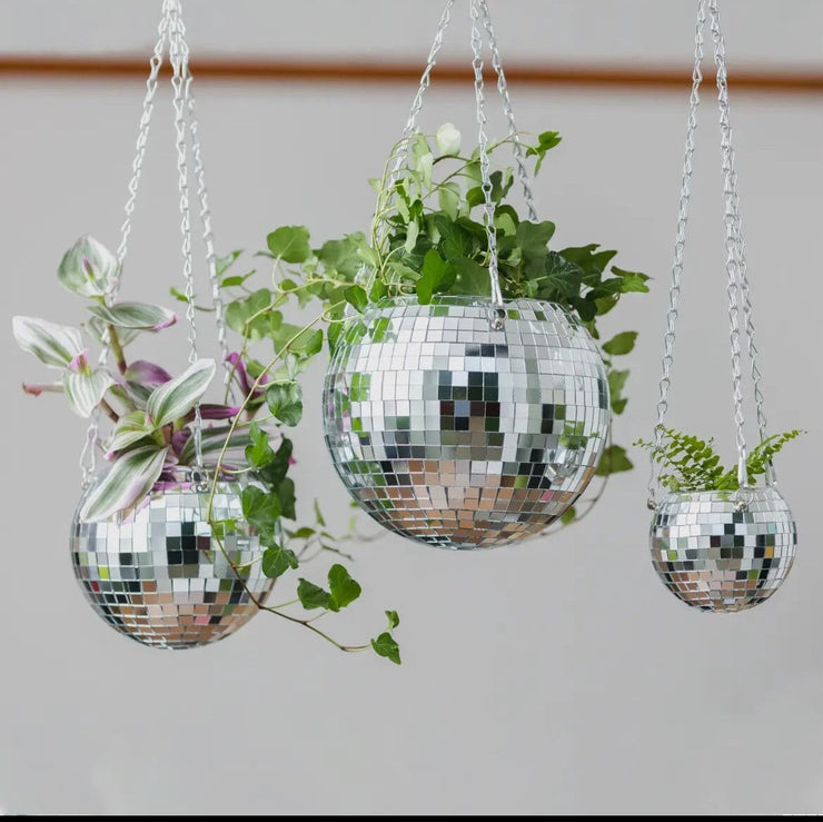 Large Silver Disco Ball Mirror planters