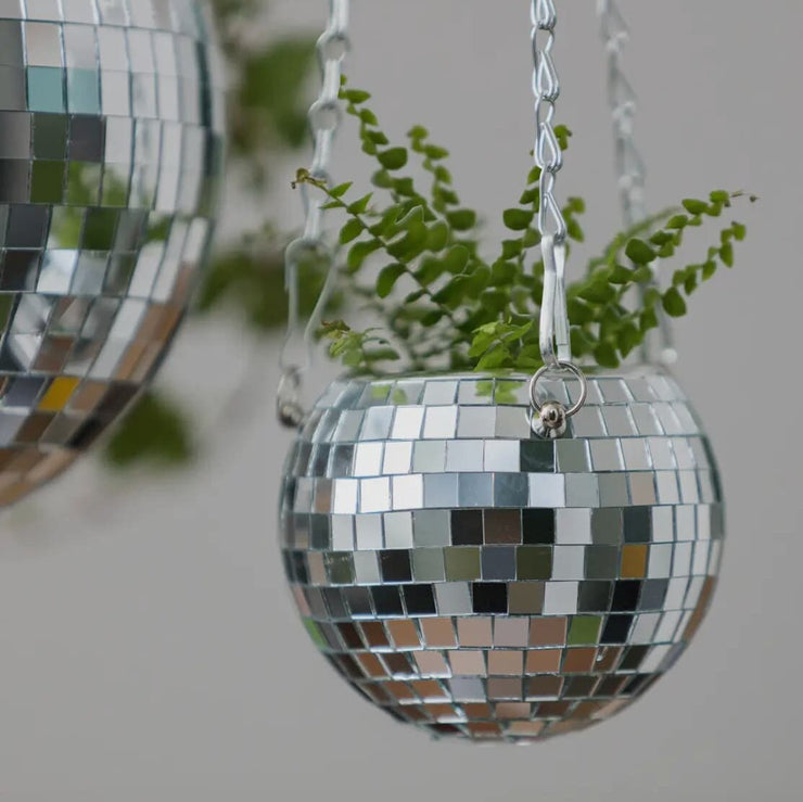 Medium Silver Disco Ball Mirror planters