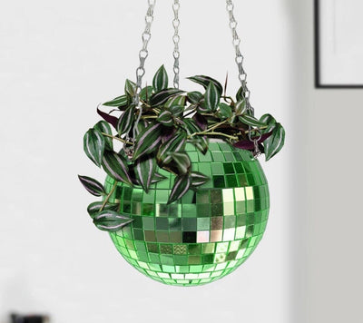 Medium Disco Green Mirror Ball Planter