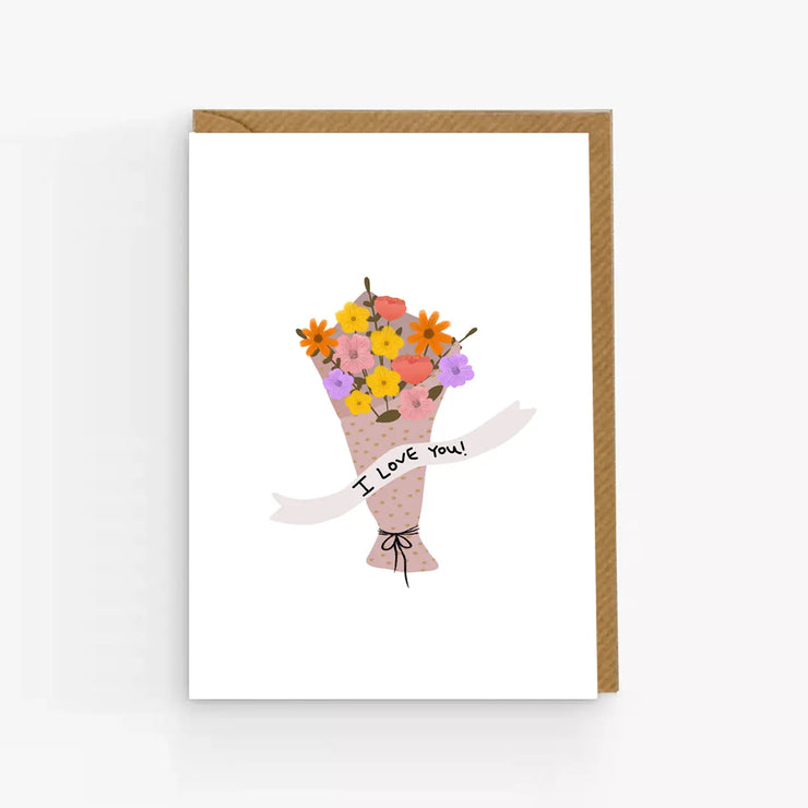 Flower bouquet I love you card