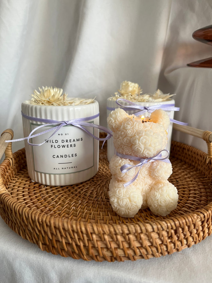 Soy Wax Rose Bear Candle 