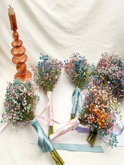 Rainbow gypsophila wedding bouquet 