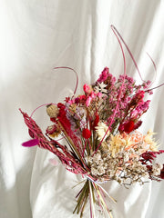 Dried Pink Flowers Red Dried Flower White Dried Flowers Pampas grass Ruscus White Dried Blooms 
